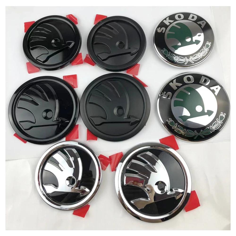 2025 Heiß 2 Stück 80mm 90mm Emblem Für Skoda Fabia 1 2 Octavia a7 RS Superb Rapid Yeti Karoq Vision Auto Haube Vorne Hinten Kofferraum Heckklappe