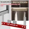 Aluminum Alloy Cabinet Hardware Jig Wardrobe Installation Tool with Adjustable Ruler for Accurate Closet Poles Mounting