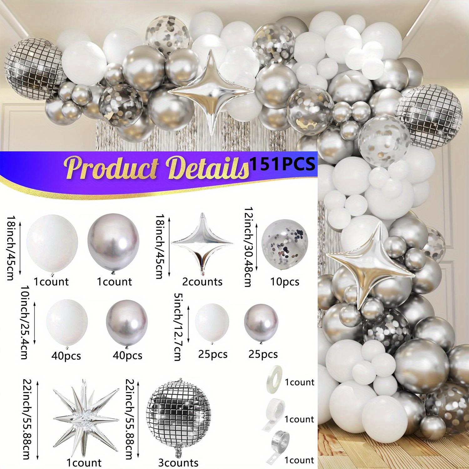 

151 Silver Stars, Disco Ball Balloon Arch Kit,suitable for Birthday Parties,weddings, Engagements and Other Occasions Decoration Other