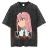 Zero Two Darling In The Franxx Vintage Acid Washed Anime T-Shirt Vaporwave Aesthetic Black Oversized Unisex Streetwear Fan Tee