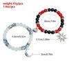 2Pieces Elegant Crystal Bead Bracelet Magnetic Clasp Handchain for Couples Adjustable Matching Wristbands Accessory