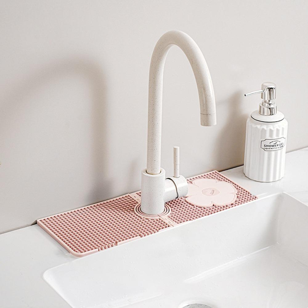 Durable Foldable Faucet Drain Pad Silicone Splash Proof Faucet Mat Faucet Water Catcher Mat Bathroom/Kitchen Accessories