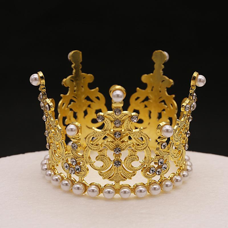 

Детская повязка на голову с короной в корейском стиле, украшение для выпечки торта, круглая повязка на голову с короной, свадебные аксессуары, украшения в виде короны со стразами