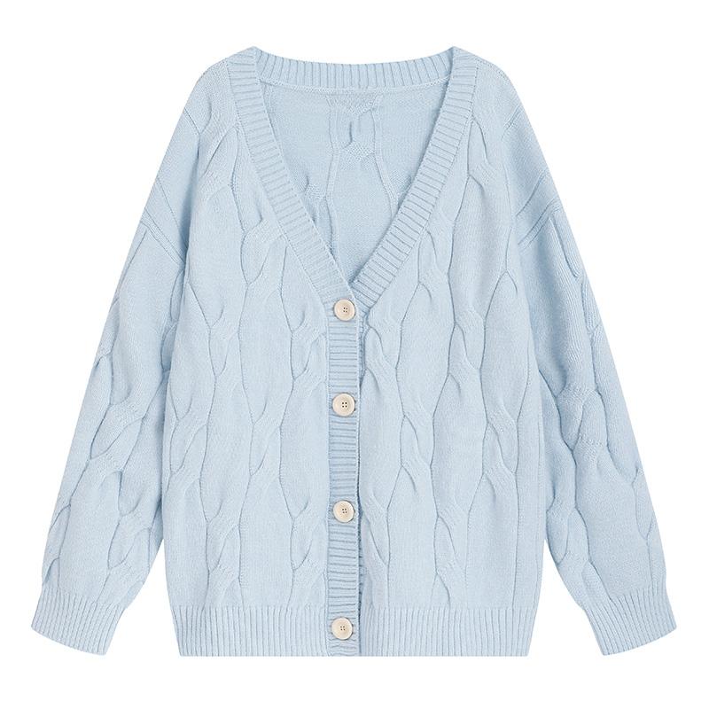 Autumn Cardigan Women Sweater Knitting Basic Fashion Long Sleeve Loose Casual Pink Coat