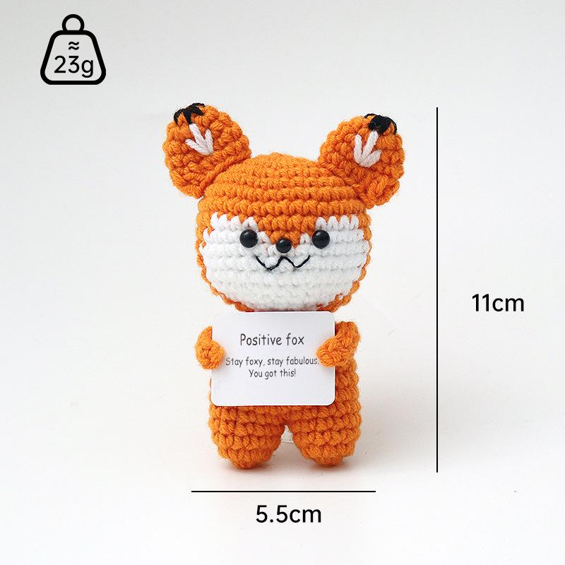 Positive Crochet Dog Doll With Affirmation Card Home Room Decoration Funny Handmade Plush Wool Doll Ornaments Christmas Gifts