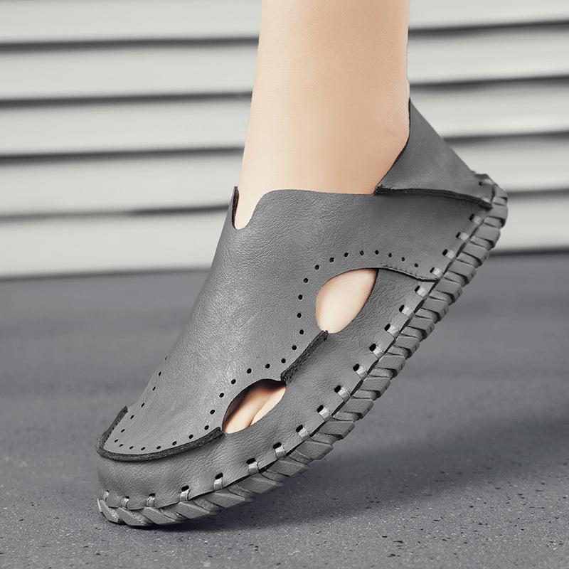 Men's Sandals Summer New Youth Trendy Personality Handmade Beach Closed Toe Stylish Outdoor Slippers