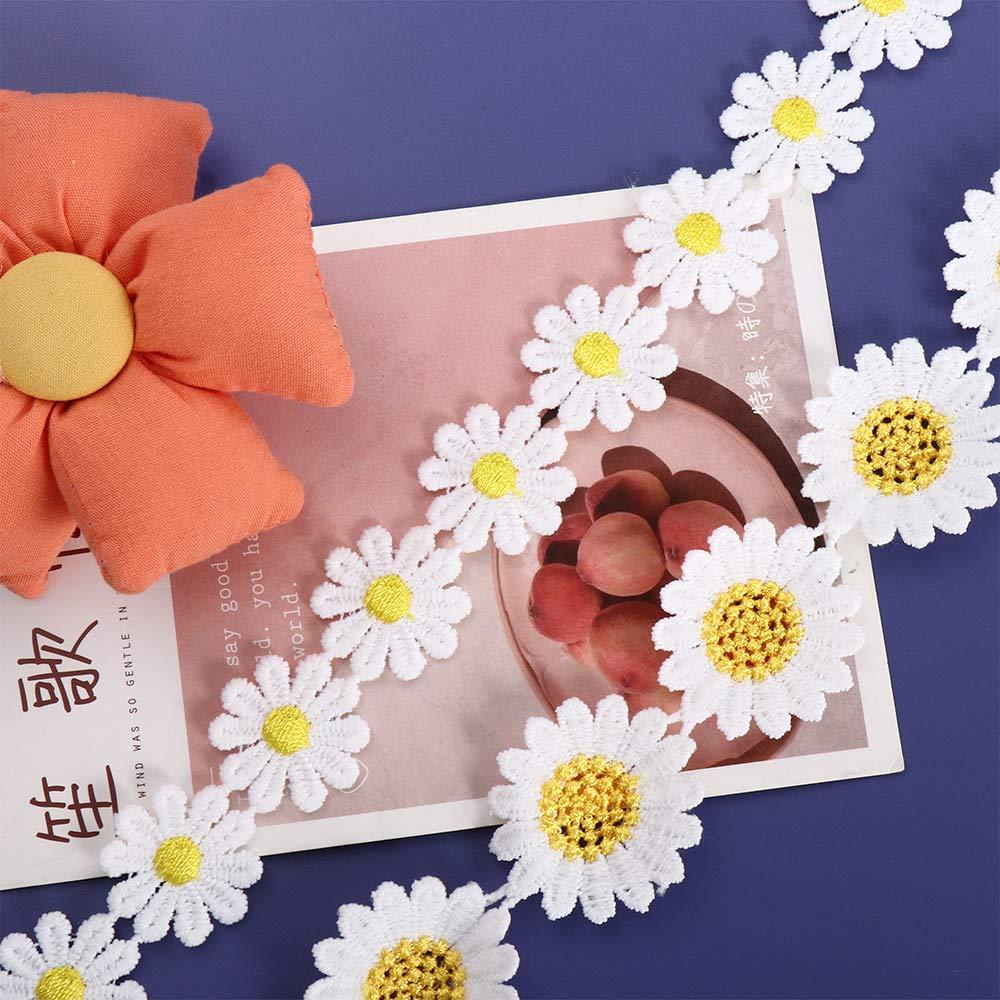 Creative Small Yellow Flower Embroidered Handmade Daisy Lace Trim DIY Craft Ribbon Sewing Supplies