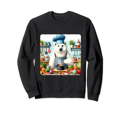 Ice Bear Cooking In the Kitchen Vegetables Kitchenware Lively Sweatshirt