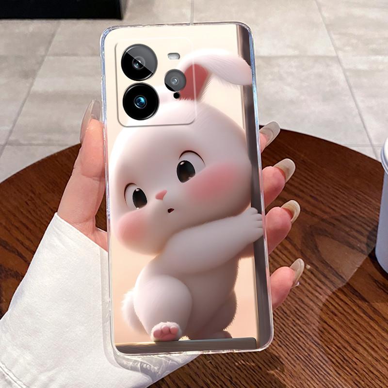 Jelly Casing For Realme GT 7 Pro / GT 7 / GT 7T Fundas Clear Silicone Soft TPU Back Cover Cute Cat Rabbit Heart Protective Case