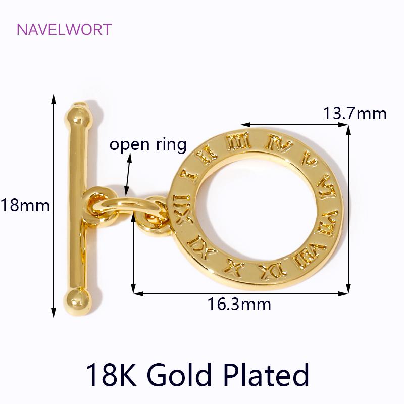 18K Gold Plated Round OT Clasp Connectors,Brass End Beads Toggle Clasps For Jewelry Making DIY Jewellery Findings Accessories