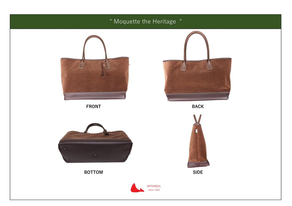 NIPPONSEAL Tote Bag (Brown) Large Capacity Bag (For Commuting, School, and Travel) [Made with Osaka Metro Seat Moquet] Train Seat Seal Logo,