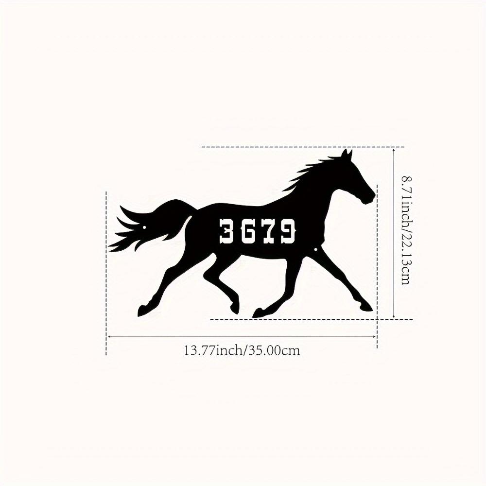 Metal Horse Address Sign House Number Plaque Personalized Modern Entryway Decor
