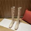 Square head long tube year knee single knight boots autumn shoes spring thick heel high boots women but