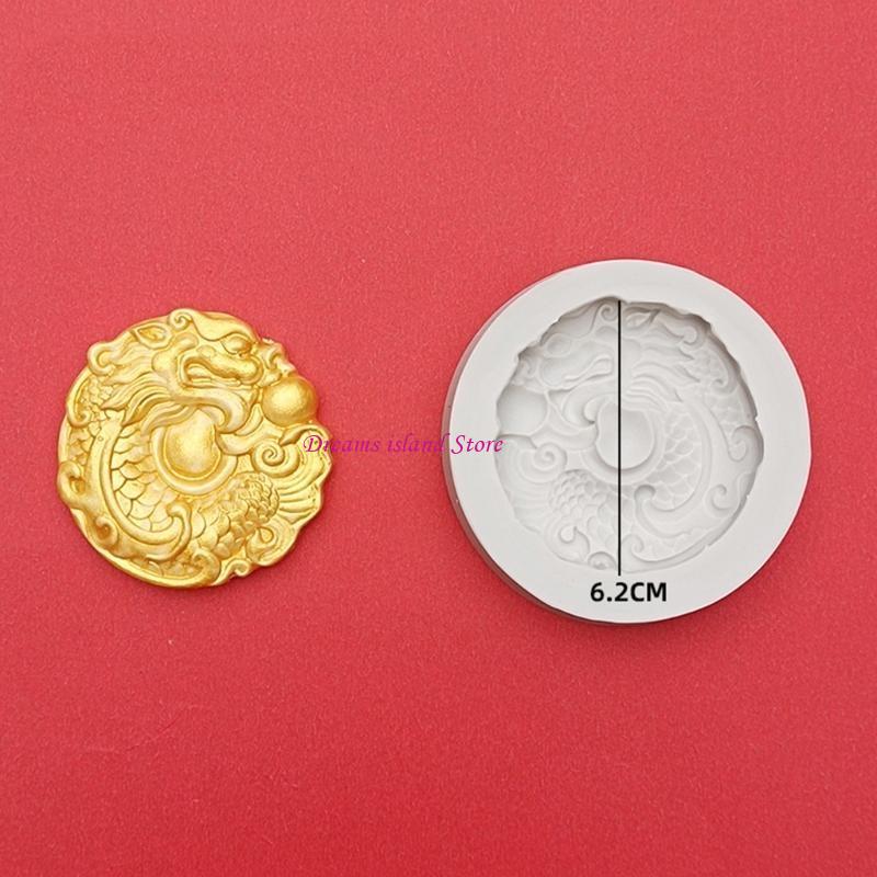 DIY Cake Biscuit-Cookies Resin Mold Round Dragon-Baking Mold Dessert Decoration HX6C