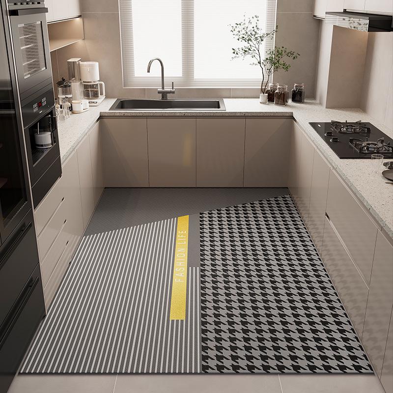 Geometric Diatom Mud Kitchen Floor Mat - Water-Absorbent, Quick-Drying, Stain & Wear Resistant