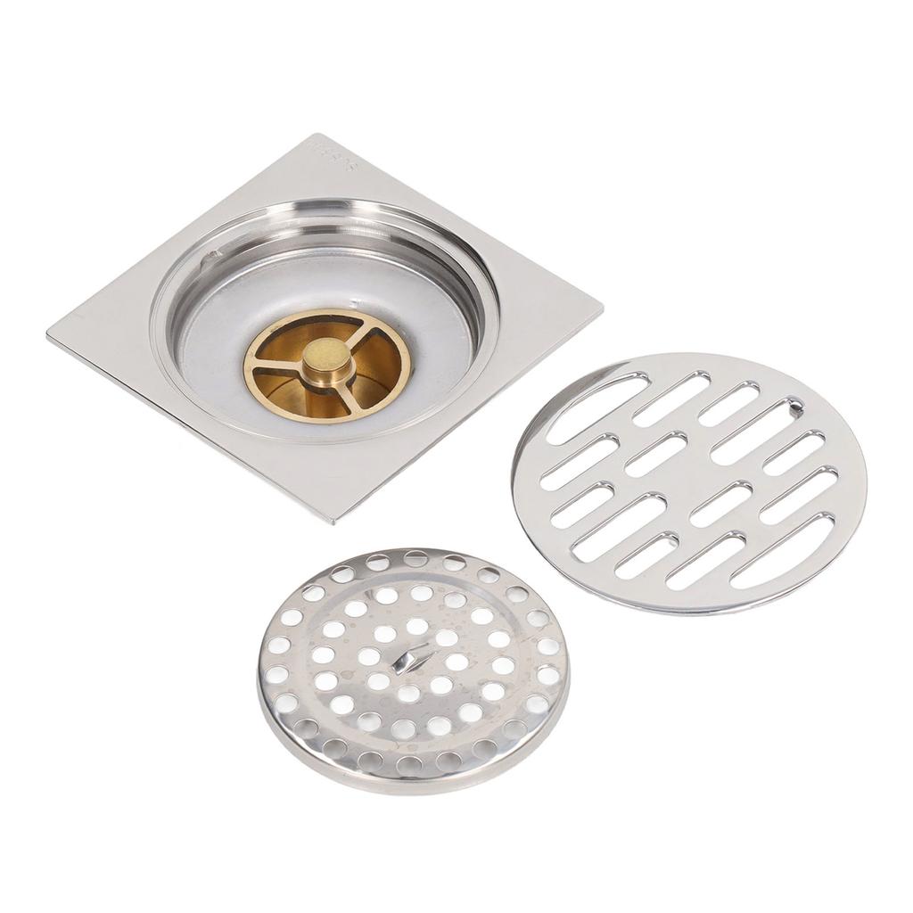 4 Inch Square Floor Drain Odor Proof Insect Proof Shallow Floor Drain with Pure Copper Core for