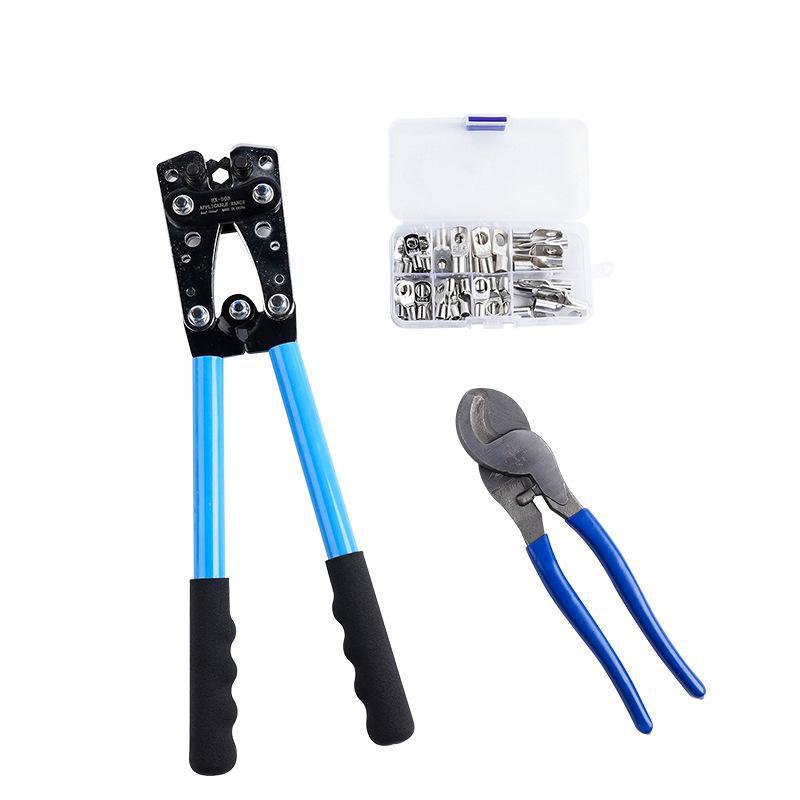 Large Copper & Aluminum Crimping Pliers Set with HX-50B Cable Cutter and Wire Stripper.