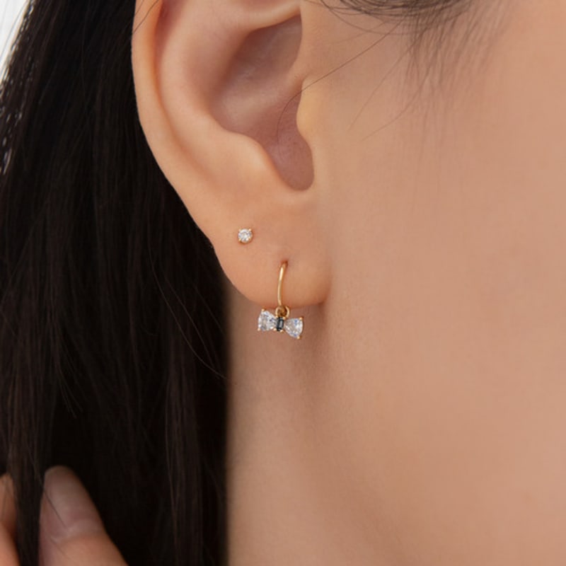 LUNNE 14k Mini Baguette Ribbon Drop Ring Earrings #LFE10