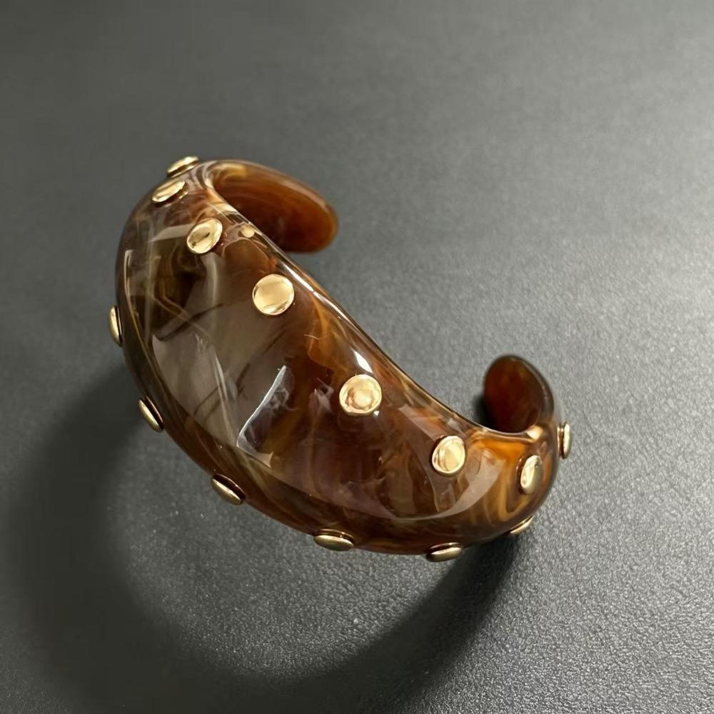 Marbling Wide Cuff Bracelet Irregular Chunky Bangle Vintage Resin Cuff Bracelet Gifts