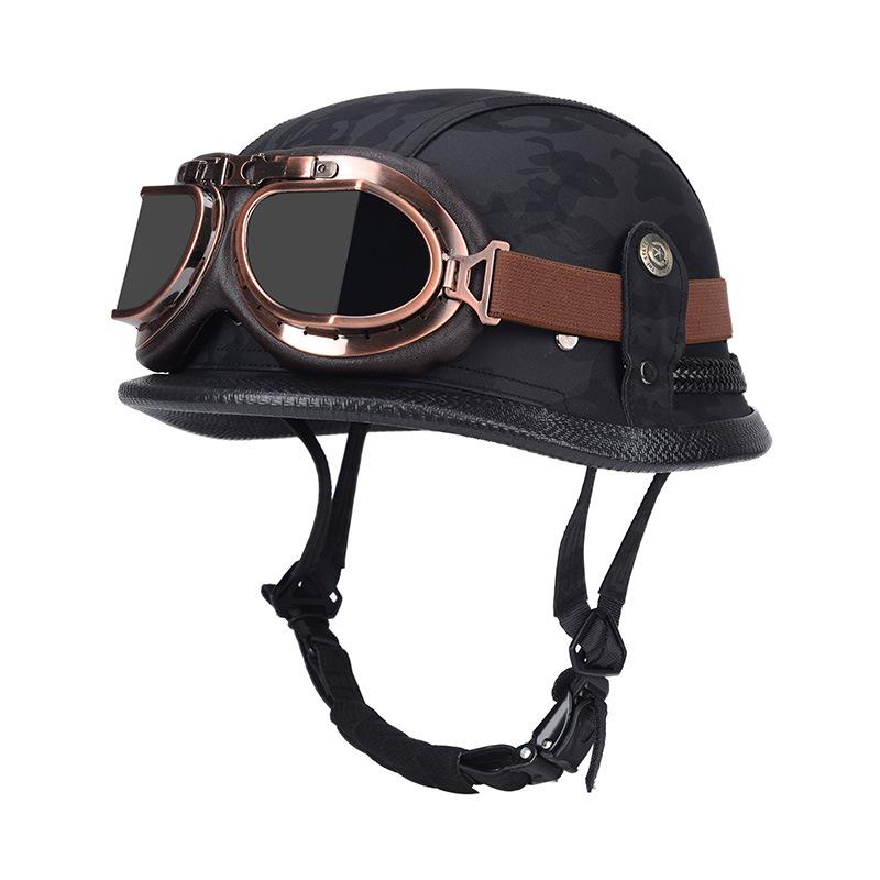 Motorcycle Half Helmet German Leather Vintage Helmet Casco Moto Motorcycle Open Face Helmet Biker Pilot