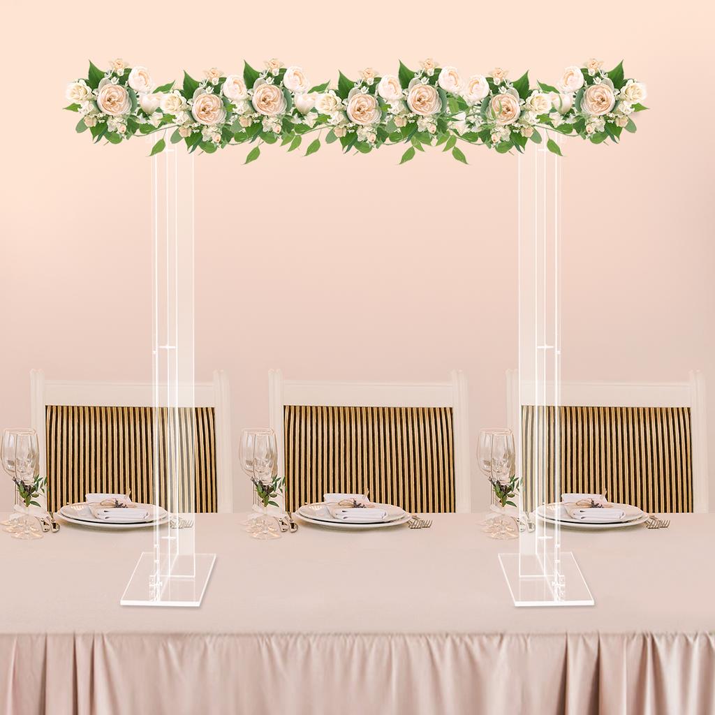 40 In High Clear Acrylic Rectangular Flower Stand, Modern Wedding Centerpiece Display, Long Tabletop Floral Riser, Plant Holder