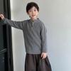 Kids Autumn Winter Korean Striped Knit Sweater Half Zip Solid Versatile Base Layer Unisex