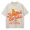 Cotton Vintage Washed Aperol Spritz Club Tshirt New Fashion Men Casual Retro Lemon Cool Oversize Loose Acid Wash Tee Shirt