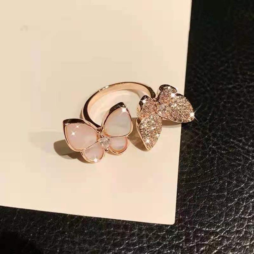 Super Immortal Zircon Butterfly Open Index Finger Ring, Trendy Design Temperament Versatile Index Finger Ring