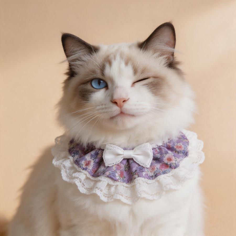 Lace Bow Floral Pet Bib Saliva Towel For Cat Dog Neck Scarf
