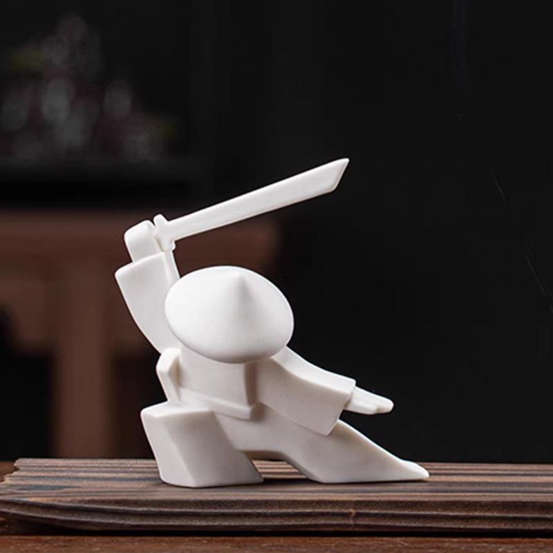 Creative Ceramic Jianghu Warrior Incense Burner Ornament New Chinese Style Home Indoor Blocky Samurai  Sandalwood Incense Holder