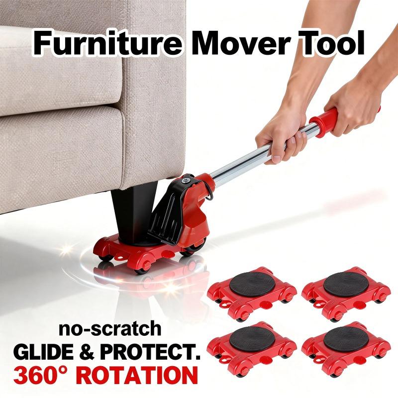 Furniture Mover Tool Set, Heavy Duty Moving Roller & Lifter with Wheels, Professional Moving Tools for Carpet & Hard Floors