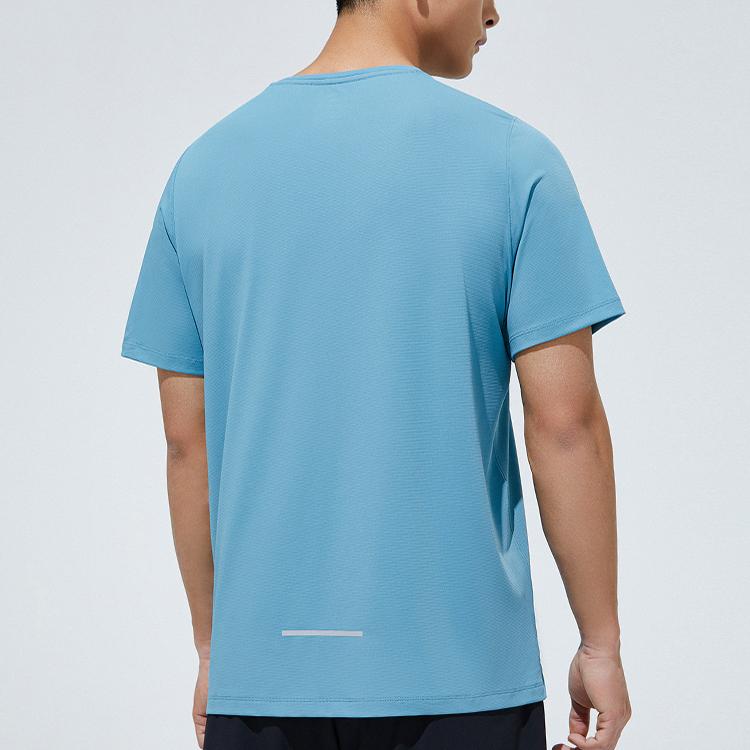 Anta Solid Color Crew Neck Short Sleeve T-Shirt Men Tops Sunny-Smoke-Blue 952325103-4