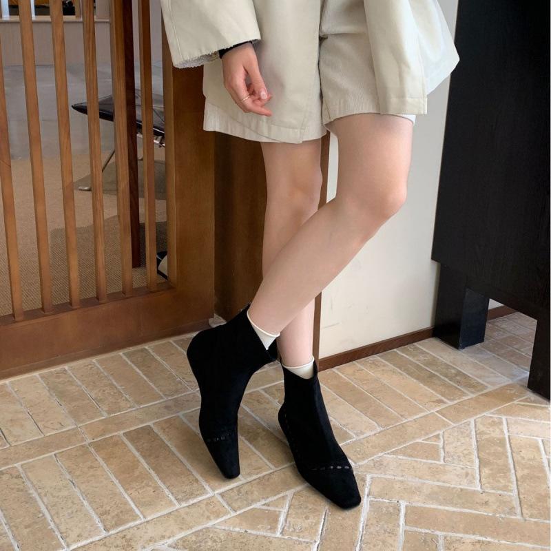 Y Koreanischer Wildleder Kurzschaft Dünne Stiefel Damen 2025 Herbst Neu Temperament Vielseitige Ritter Stiefeletten