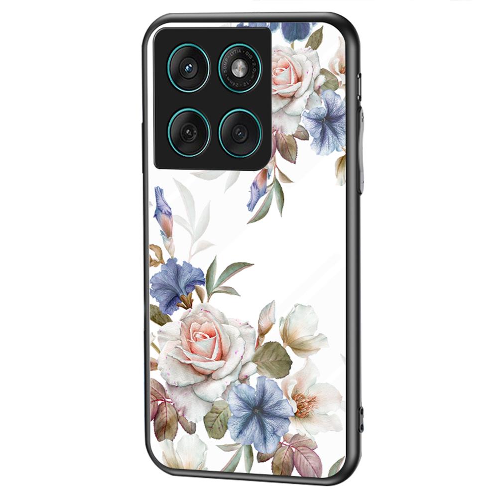 For Motorola Edge 60 Fusion 5G/Edge 60 5G Case Floral Pattern TPU+Tempered Glass Protective Phone Cover