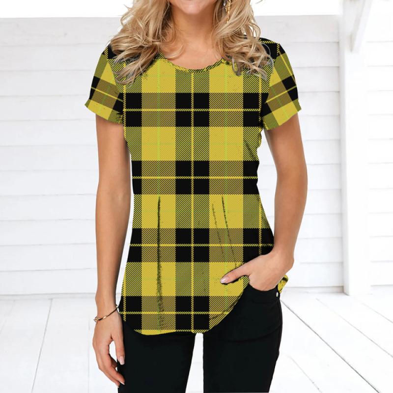 Vintage Damen T-Shirt Sommer Kurzarm Top T-Shirt Bunte Patchwork Kleidung O-Ausschnitt Übergroße Bekleidung Täglich für Damen T-Shirt