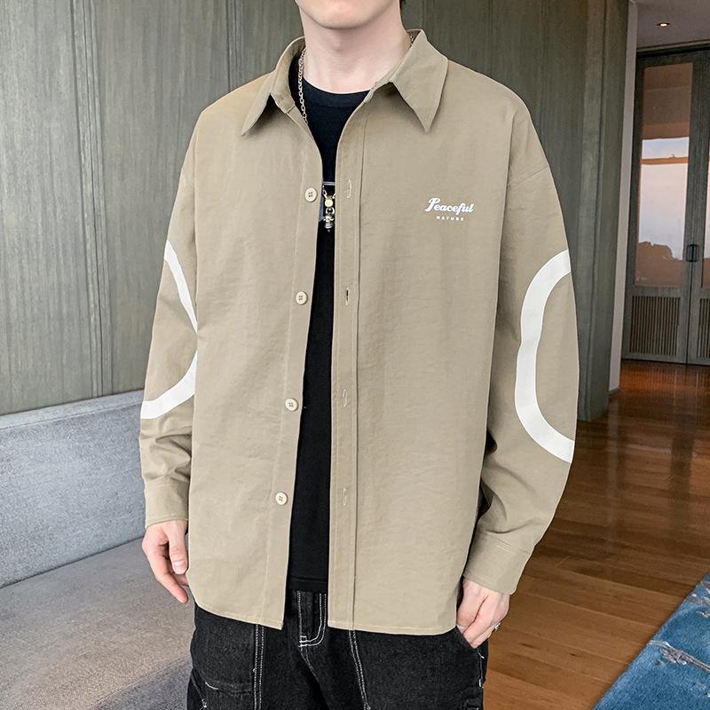 Men's Black Patchwork Striped Shirt, Casual Long Sleeve Button Down Color Block Top for Daily Wear