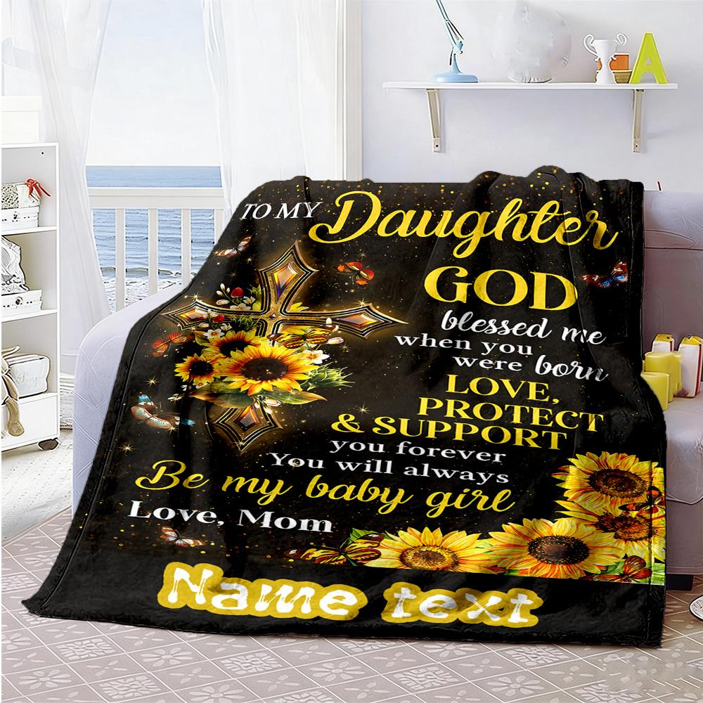 Daughter Customize Text Blanket Multi-purpose Customizable Blanket Warmthful Decor Great for Home Decor Nap Livingroom Living Room