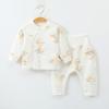 Spring & Autumn Pure Cotton Baby Underwear Set - High Waist Belly Protection Top & Trousers, Tagless for Newborns