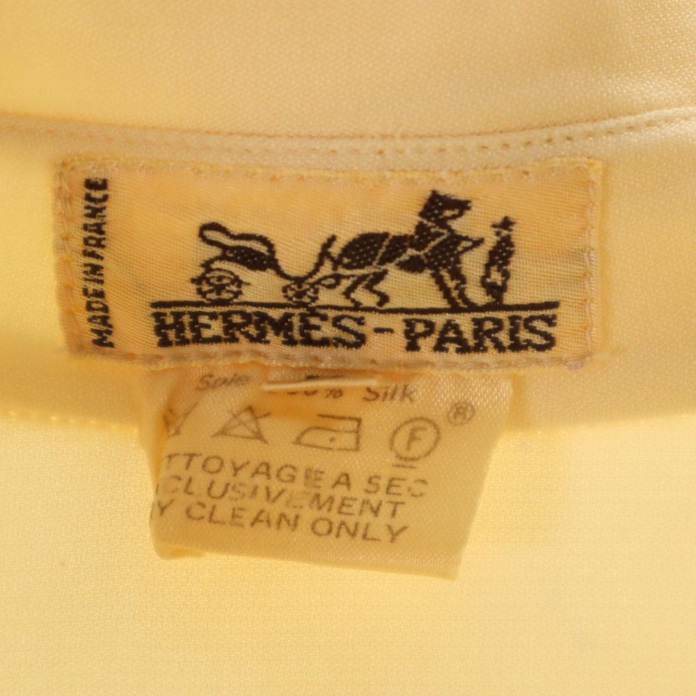 Hermes French Silk Blend Old Long Sleeve Shirt 38 Beige Women Used