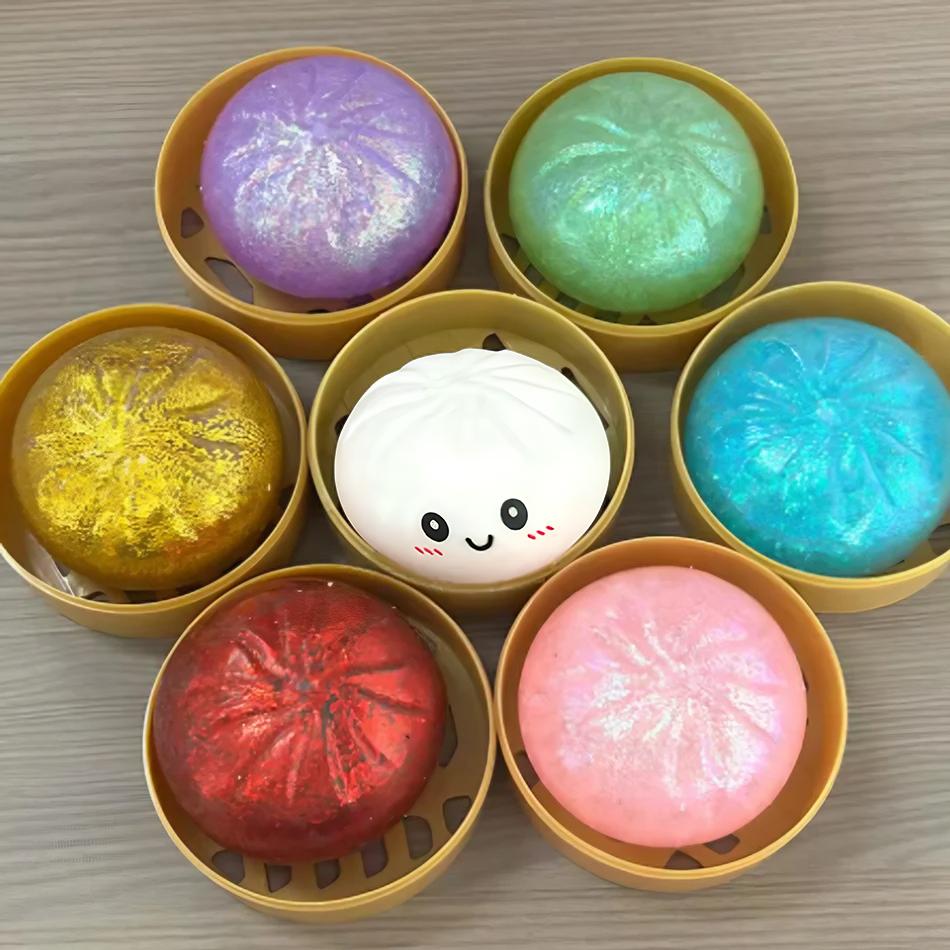 Scatola Misteriosa Raviolo Glitterato: 6 Palline Antistress Colorate Casuali, Giocattolo Sensoriale Estetico per Scrivania, Regalo Creativo Fidget per Ufficio