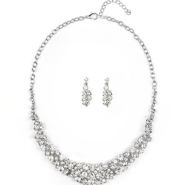Luxury Fashion Crystal Rhinestone Necklace and Earring Sets for Women Wedding and Party Jewelry Gift