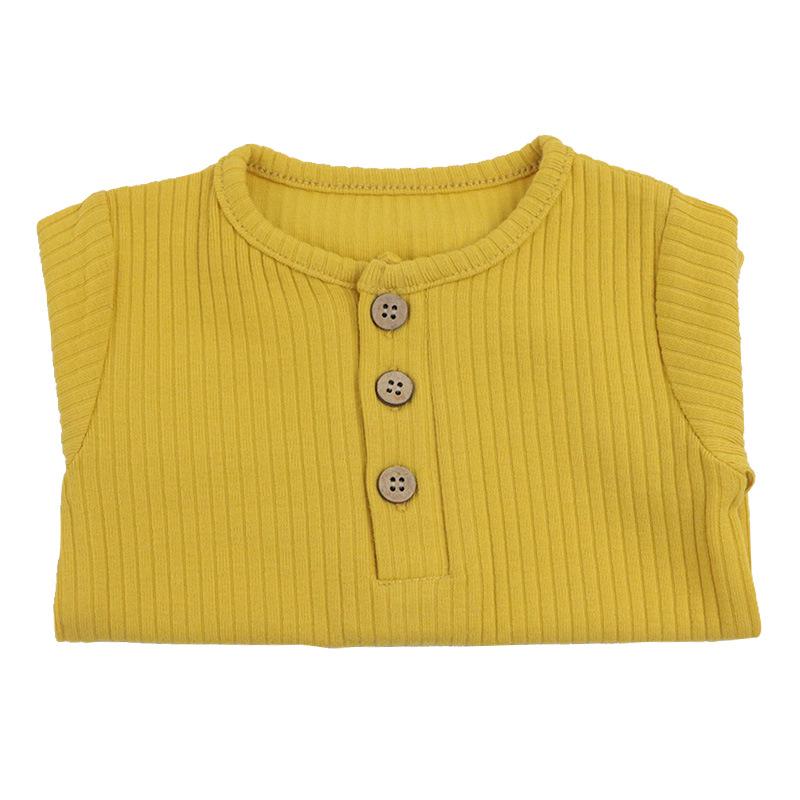 

Детский летний дышащий комбинезон с коротким рукавом для новорожденных 80cm/12M жёлтый/имбирный