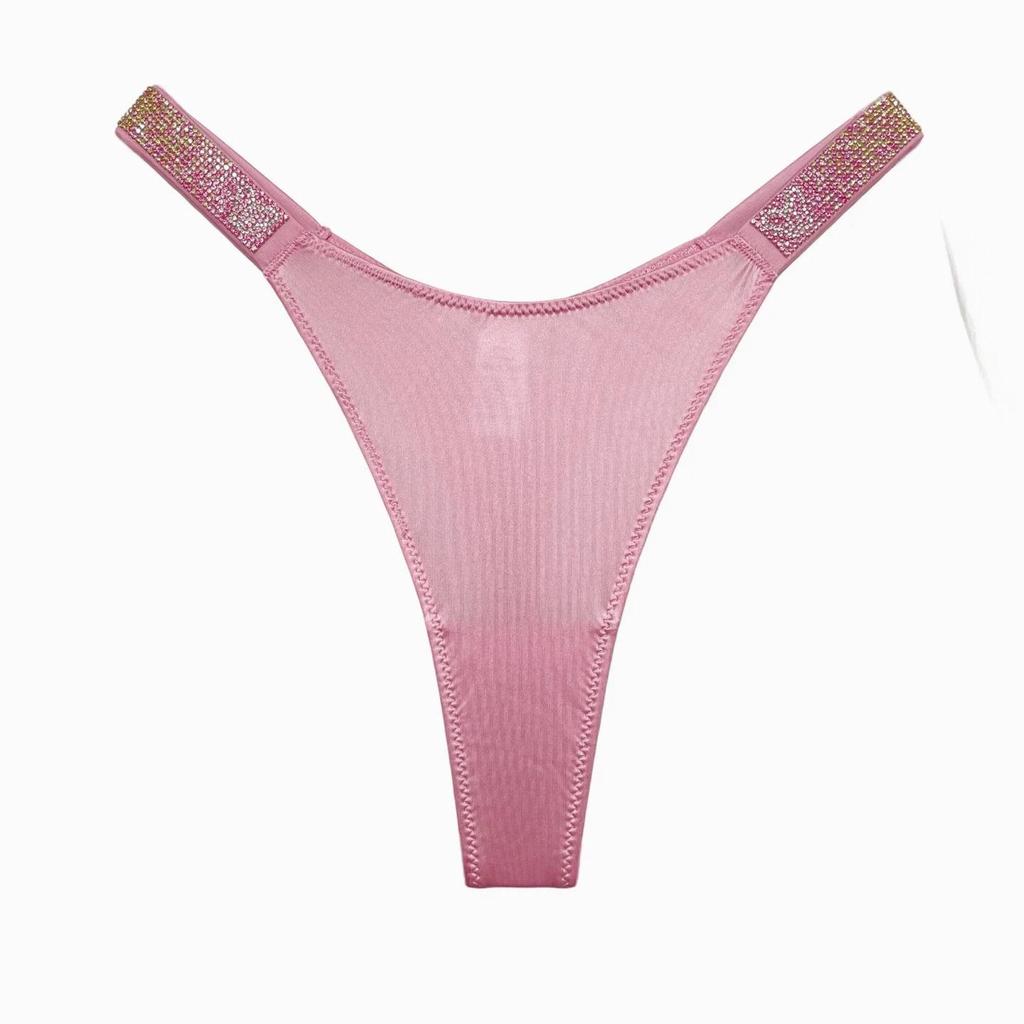 Europäischer & Amerikanischer Sexy Strass-G-String Tanga - Niedrige Taille, Hoher Schnitt, Bling-Stern-Design