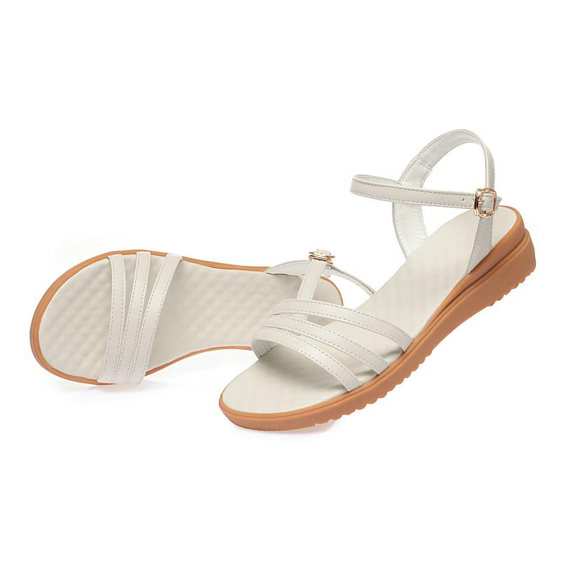 Femmes sandales d'été en cuir véritable femmes chaussures sandales grande taille mode coin antidérapant mère femmes sandales