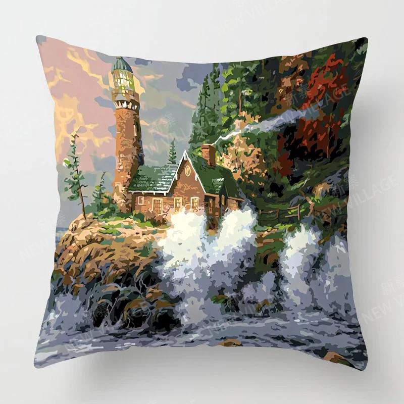 Heim Wohnzimmer Dekoration Kissenbezüge Vintage Ölmalerei Stil Wurfkissenbezug 45*45 Kissenbezug 40x40cm 50x50 45x45