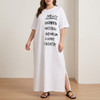 Vestido Camiseta de Manga Corta Estilo Coreano para Mujer Talla Grande Verano Suelto Estampado de Letras Vestidos Largos