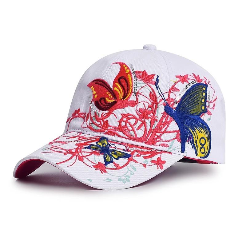 Women's Spring and Autumn Versatile Baseball Cap New Style Ethnic Embroidered Black Sun Hat Baseball Cap Brain Flower Hat