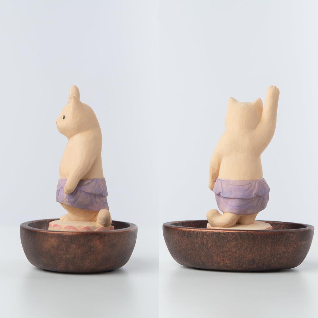 Cat Buddha, Birth of the Buddha, Sculpted by Butsuya Sakai, Wood Carving, Maneki-neko, Lucky Cat, Feng Shui Ornament (NB Birth of the Buddha)