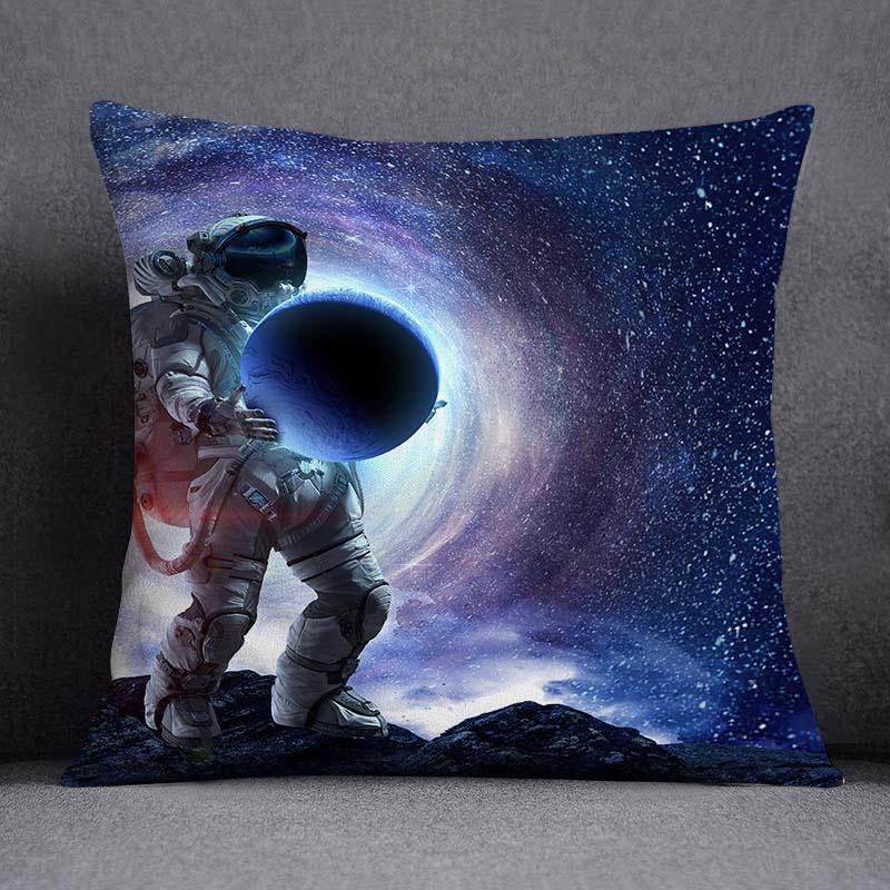 Astronaut Collection Pattern Decorative Pillowcase, Square Pillowcase, Home Office Decor