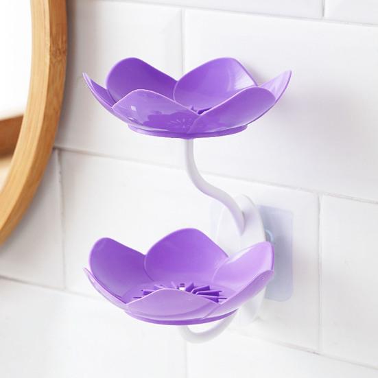 2/4Pcs Soap Box Double-Layer Design Suction Cup Soap Rack No Drilling Installation